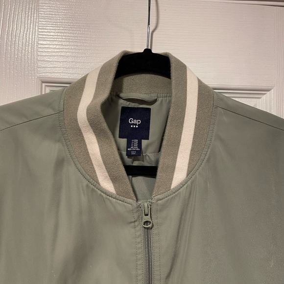 Gap Mint Green Cream Striped Varsity Bomber Jack Full Zip Pockets Size XXL - Picture 2 of 10
